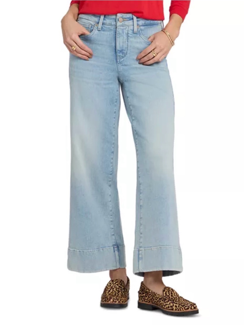 NYDJ Teresa High Rise Wide Leg Ankle Jeans in Keys View Light Wash Wide Leg 12